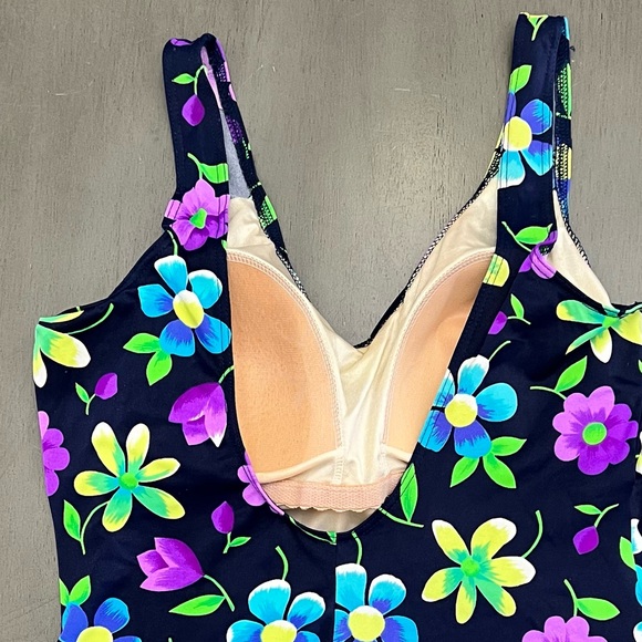 NEW Baltex Maillot Body I.D. Vintage Blue Green Floral One Piece Swimsuit 18 - Picture 6 of 6